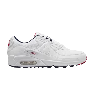 Nike Wmns Air Max 90 'Paris' Sneakers White/White/Mystical Hibiscus DJ5414 100