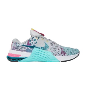 Nike Wmns Metcon 8 'Graffiti Graphics' Sneakers Photon Dust/Light Smoke Grey/Vivid Spruce/Dynamic Turquoise DQ0302 001