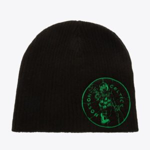 Mitchell & Ness Black Boston Celtics Hardwood Classics Varsity Patch Knit Beanie Black 1593381