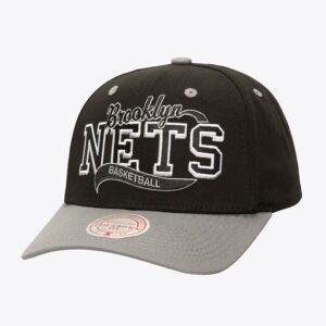 Mitchell & Ness Black Brooklyn Nets Block Sweep Pro Adjustable Hat Black 1592573