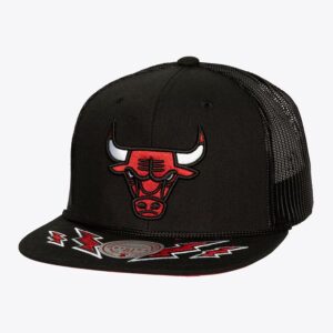 Mitchell & Ness Black Chicago Bulls Recharge Trucker Snapback Hat Black 1592987