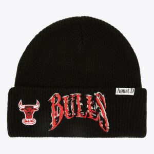 Mitchell & Ness Black Chicago Bulls SUGA Glitch Cuffed Knit Hat Black 1593366