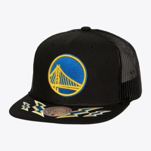 Baseball Cap Mitchell & Ness Black Golden State Warriors Recharge Trucker Snapback Hat Black 1592947