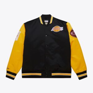 Bomber Jacket Mitchell & Ness Black Los Angeles Lakers Primetime Vintage Satin Full-Snap Jacket Black 1591691