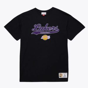 Mitchell & Ness Black Los Angeles Lakers Vintage Logo Legendary Slub T-Shirt Cream 1590855