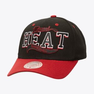 Mitchell & Ness Black Miami Heat Block Sweep Pro Adjustable Hat Black 1592588