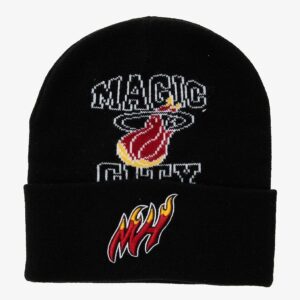 Mitchell & Ness Black Miami Heat Hardwood Classics Team Origins Cuffed Knit Hat Black 1593494