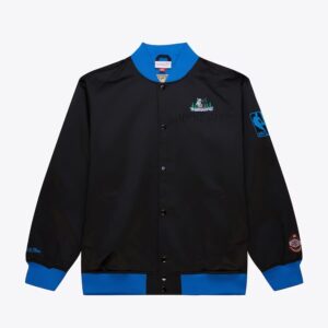 Bomber Mitchell & Ness Black Minnesota Timberwolves Team OG 3.0 Satin Full Snap Jacket Black 1591805