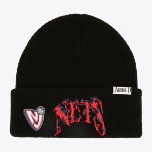 Mitchell & Ness Black New Jersey Nets SUGA Glitch Cuffed Knit Hat Black 1593375