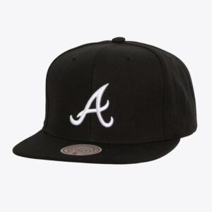 Mitchell & Ness Black White Atlanta Braves Evergreen OG Snapback Hat Blue 1594045