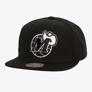 Mitchell & Ness Black White Dallas Mavericks Hardwood Classics Evergreen OG Snapback Cap Burgundy 1592339