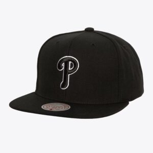 Mitchell & Ness Black White Philadelphia Phillies Evergreen OG Snapback Hat Black 1594245