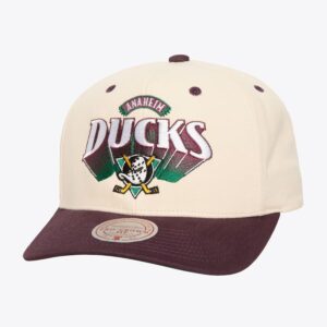 Baseball Cap Mitchell & Ness Cream Anaheim Ducks Vintage Hockey Horizon Pro Crown Snapback Hat Blue 1593777