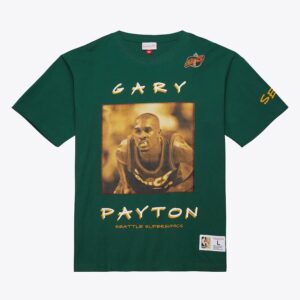 Mitchell & Ness Gary Payton Green Seattle SuperSonics Hardwood Classics Heavyweight Premium Player T-Shirt Blue 1591050