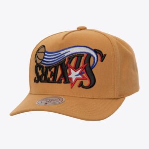 Mitchell & Ness Gold Philadelphia 76ers Hardwood Classics Upside Pro Snapback Hat Black 1592306