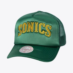 Baseball Cap Mitchell & Ness Green Seattle Supersonics Hardwood Classics Satin Trucker Snapback Hat Black 1592906