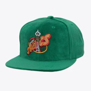 Mitchell & Ness Green Seattle Supersonics Hardwood Classics Velor Snapback Hat Black 1592551