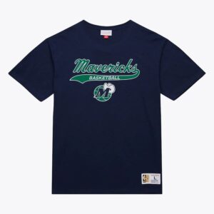 Mitchell & Ness Navy Dallas Mavericks Vintage Logo Legendary Slub T-Shirt Cream 1590869