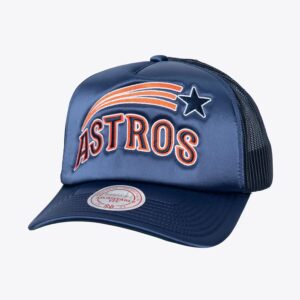 Mitchell & Ness Navy Houston Astros Satin Trucker Snapback Hat Blue 1594030