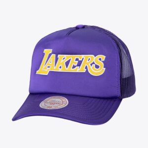 Mitchell & Ness Purple Los Angeles Lakers Satin Trucker Snapback Hat Violet 1592879