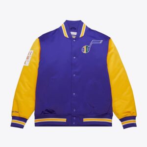 Bomber Jacket Mitchell & Ness Purple New Orleans Jazz Primetime Vintage Satin Full-Snap Jacket Violet 1591622