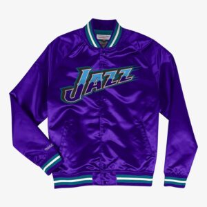 Bomber Jacket Mitchell & Ness Purple Utah Jazz Lightweight Satin Full-Snap Jacket Violet 1591995