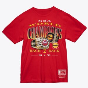 Mitchell & Ness Red Houston Rockets Championship Rings T-Shirt Black 1590926