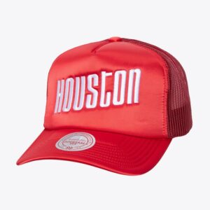 Mitchell & Ness Red Houston Rockets Satin Trucker Snapback Hat Red 1592885