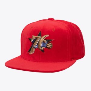 Mitchell & Ness Red Philadelphia 76ers Hardwood Classics Velor Snapback Hat Red 1592555