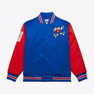 Bomber Jacket Mitchell & Ness Royal Denver Nuggets Primetime Vintage Satin Full-Snap Jacket Blue 1591733