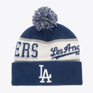 Mitchell & Ness Royal Los Angeles Dodgers Block Sweep Cuffed Knit Hat with Pom Blue 1594255