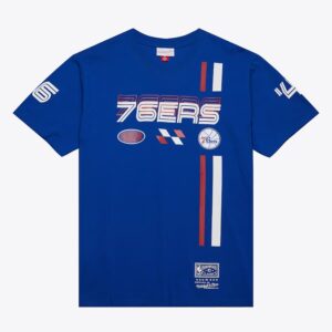 Mitchell & Ness Royal Philadelphia 76ers Speedway Blurred T-Shirt Blue 1590483