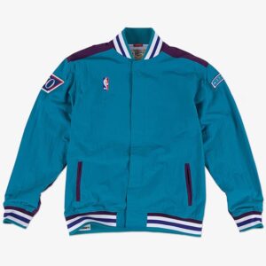 Bomber Mitchell & Ness Teal Charlotte Hornets 1996-97 Authentic Full-Snap Warmup Jacket Turquoise 1591914