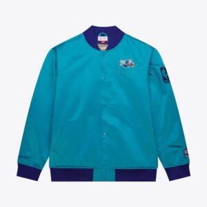 Bomber Mitchell & Ness Teal Charlotte Hornets Team OG 3.0 Satin Full Snap Jacket Turquoise 1591844