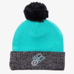 Mitchell & Ness Turquoise Gray San Antonio Spurs Hardwood Classics Two-Tone Cuffed Knit Hat with Pom Turquoise 1593539