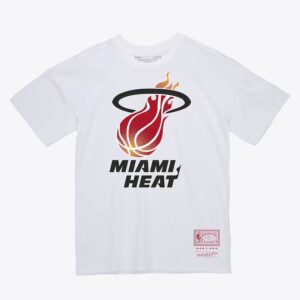 Mitchell & Ness White Miami Heat Logo T-Shirt Black 1590937