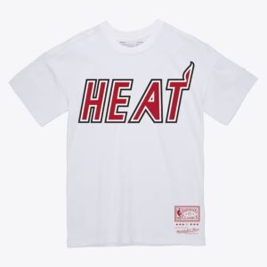 Mitchell & Ness White Miami Heat Wordmark T-Shirt Blue 1590947