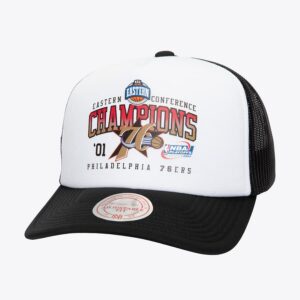 Mitchell & Ness White Philadelphia 76ers Hardwood Classics Champions Trucker Snapback Hat White 1593111